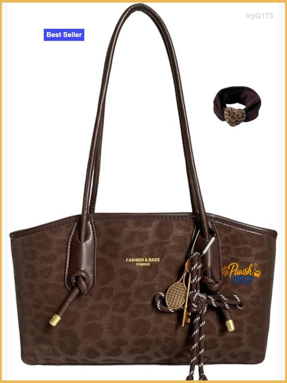 Leopard Print Shoulder Bag Crossbody Clutch Purse Women Vintage Handbag